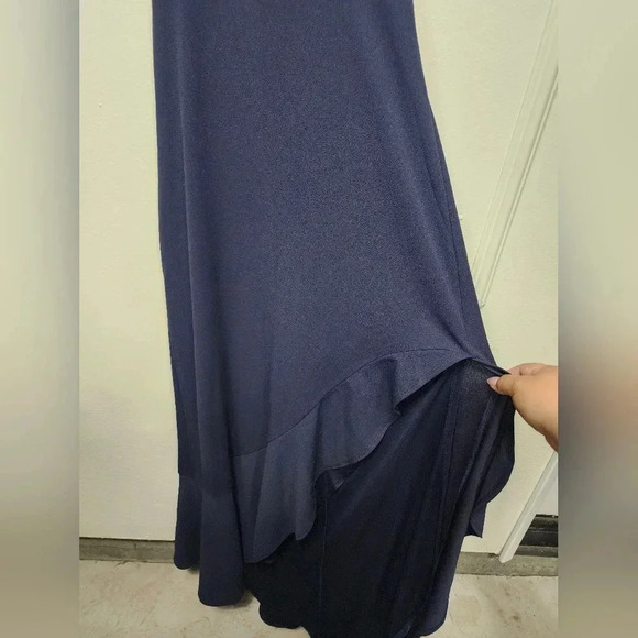 Lulus Majestic Perfection Navy Blue Ruffled Halter Maxi Dress L Wedding Party - Picture 7 of 12
